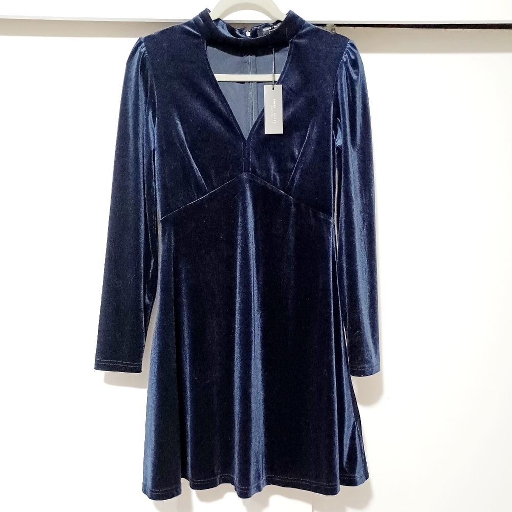 NWT Blue Velvet Velour Long Sleeve Dress
